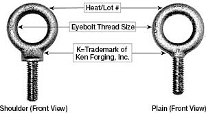 Ken Forging N2012-12 Plain Pattern Nut Eyebolts 1-1/4-7 x 12 