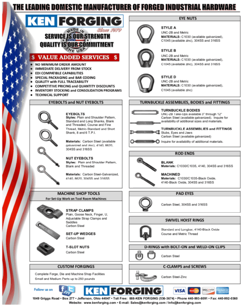Ken Forging Product Line Sheet